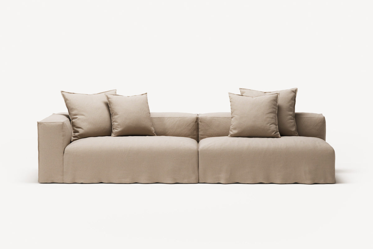 NOMAD - 3 Seat with open end - Right - Brushed Cotton Sandy Beige