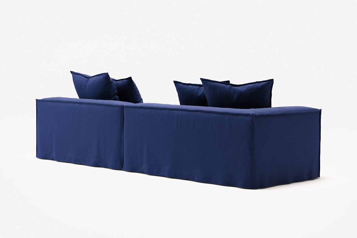 NOMAD - 3 Seat with open end - Right - Brushed Cotton Dark Blue