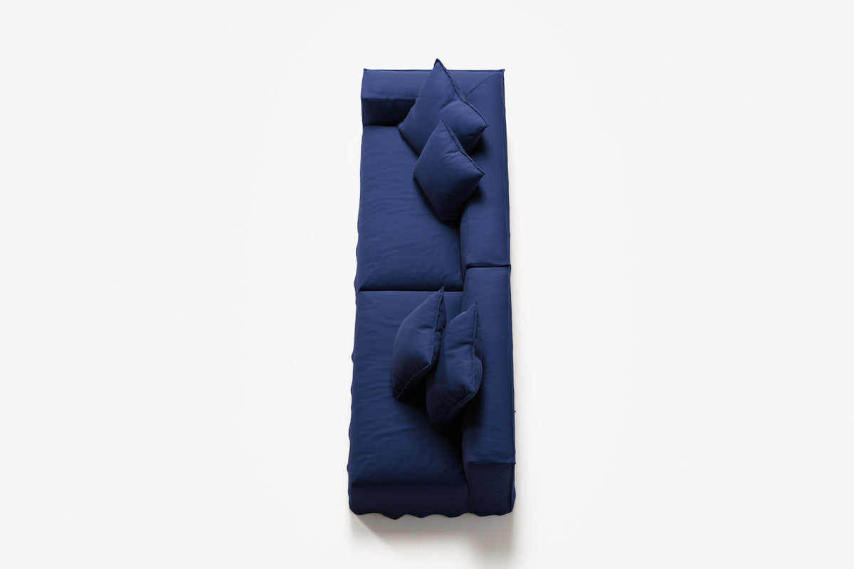 NOMAD - 3 Seat with open end - Right - Brushed Cotton Dark Blue