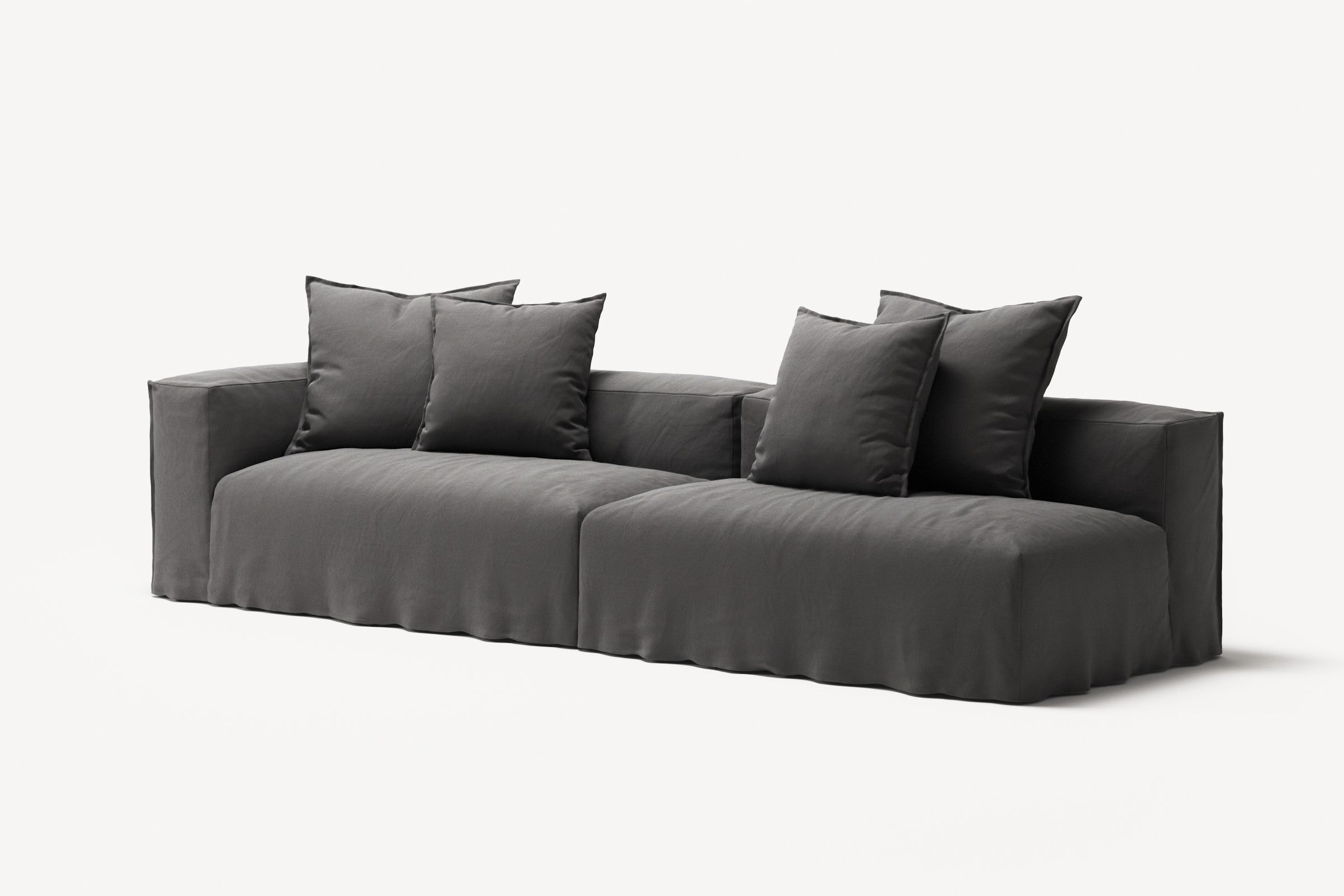 NOMAD - 3 Seat with open end - Right - Brushed Cotton Dark Gray