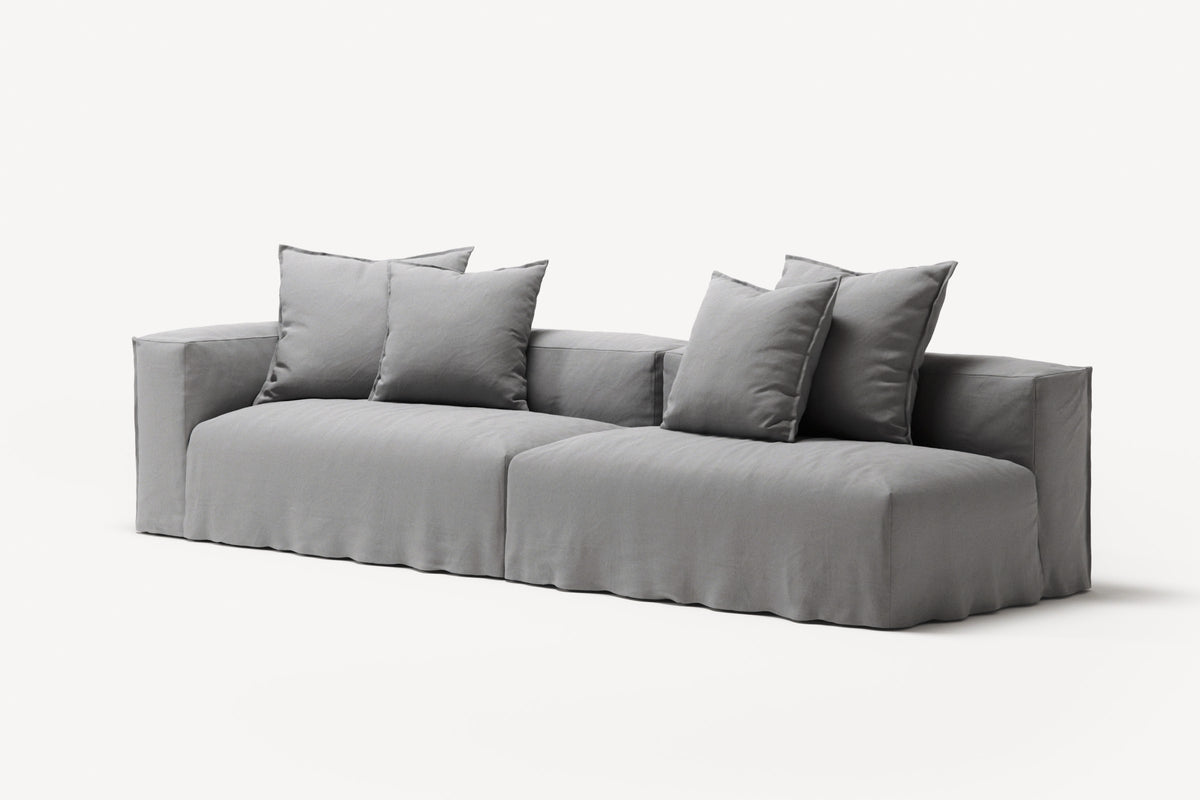 NOMAD - 3 Seat with open end - Right - Brushed Cotton Light Gray