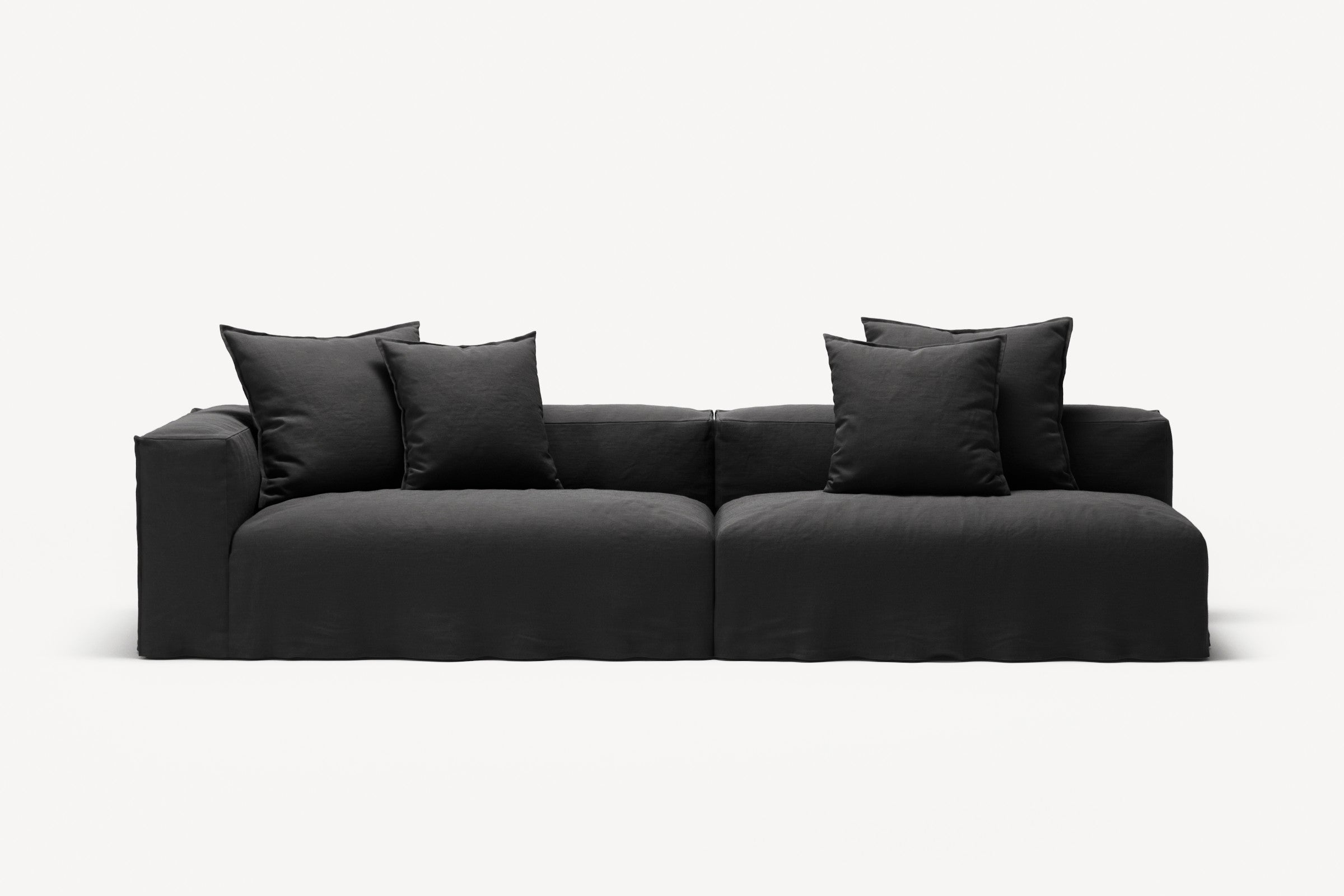 NOMAD - 3 Seat with open end - Right - Pure Linen Dark Charcoal
