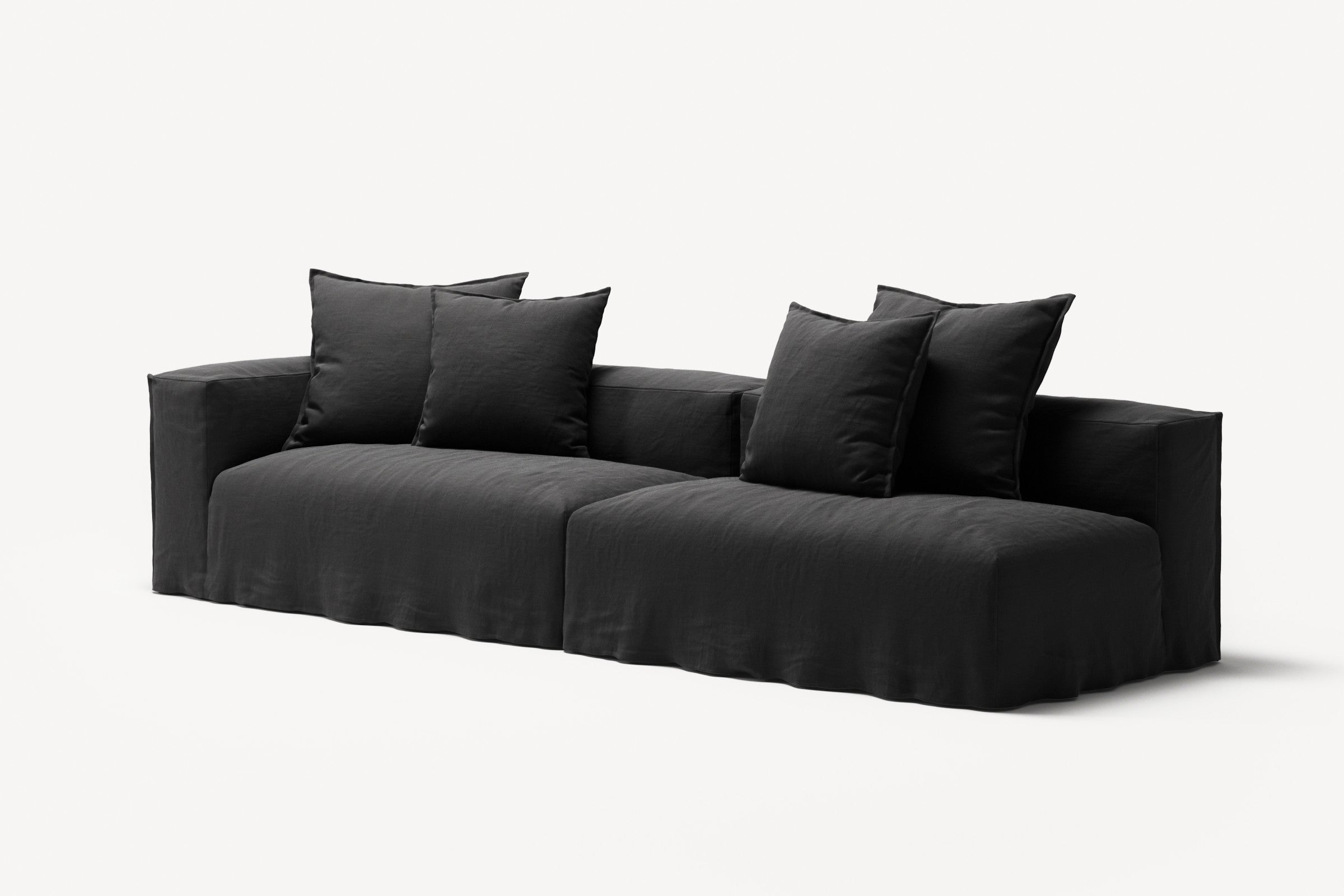 NOMAD - 3 Seat with open end - Right - Pure Linen Dark Charcoal