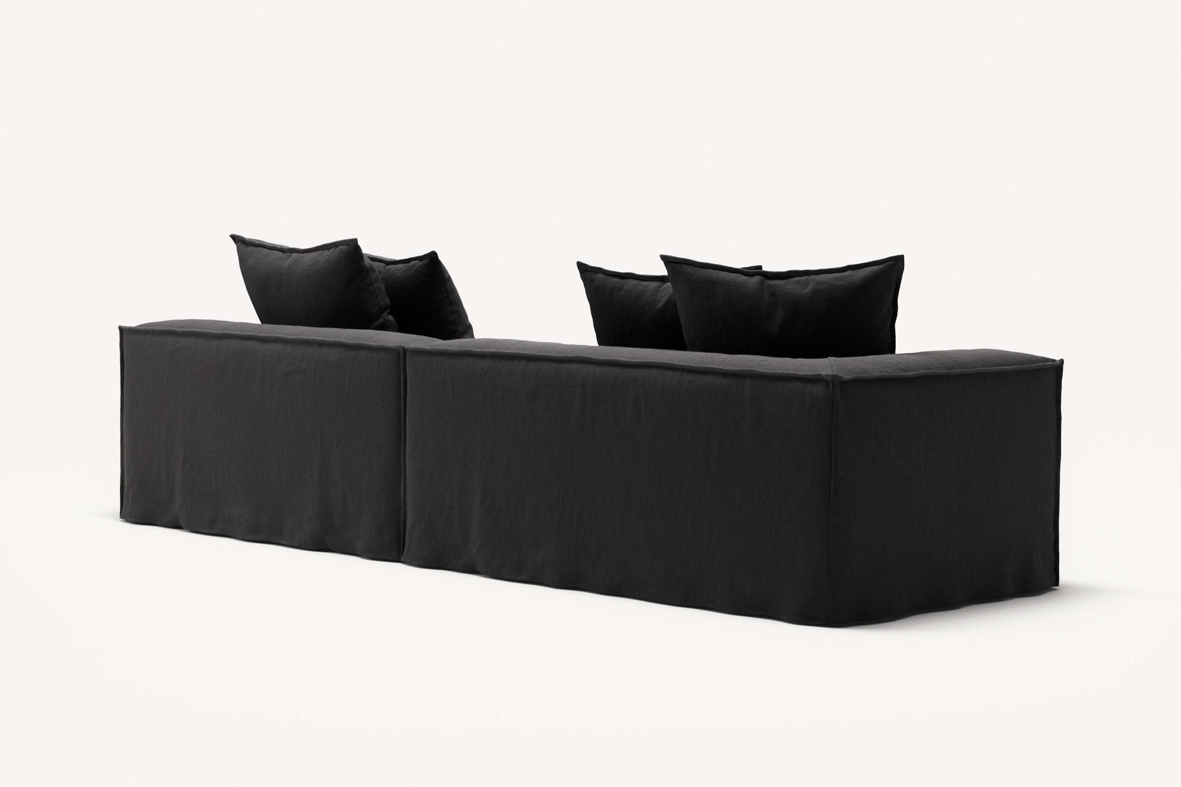 NOMAD - 3 Seat with open end - Right - Pure Linen Dark Charcoal