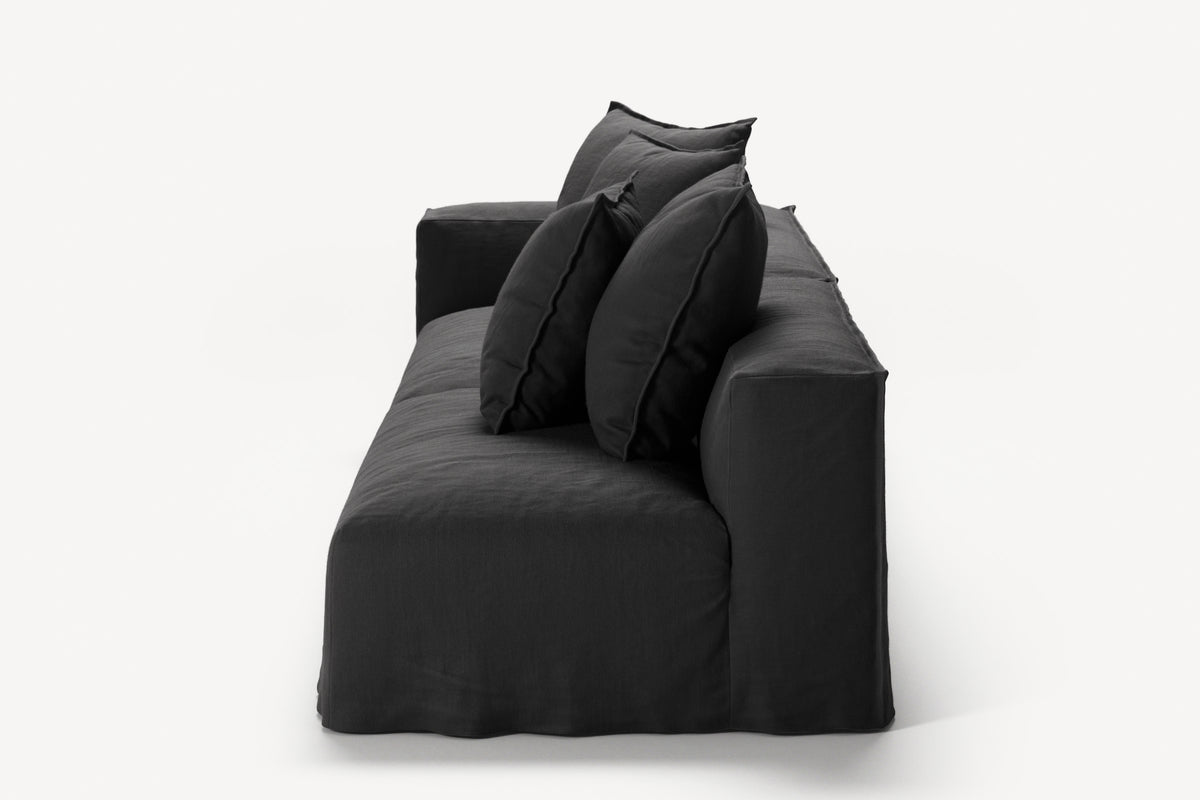 NOMAD - 3 Seat with open end - Right - Pure Linen Dark Charcoal