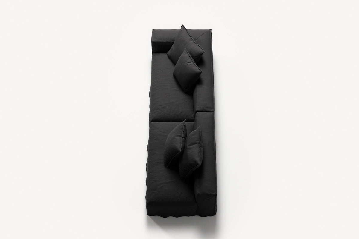NOMAD - 3 Seat with open end - Right - Pure Linen Dark Charcoal