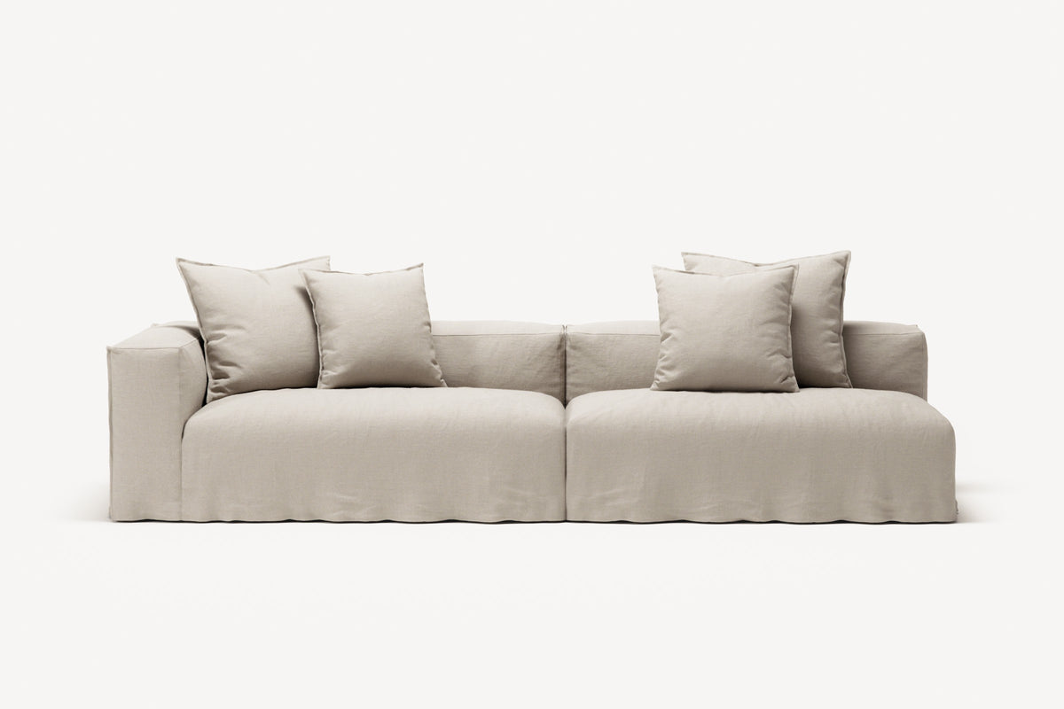 NOMAD - 3 Seat with open end - Right - Pure Linen Off-White
