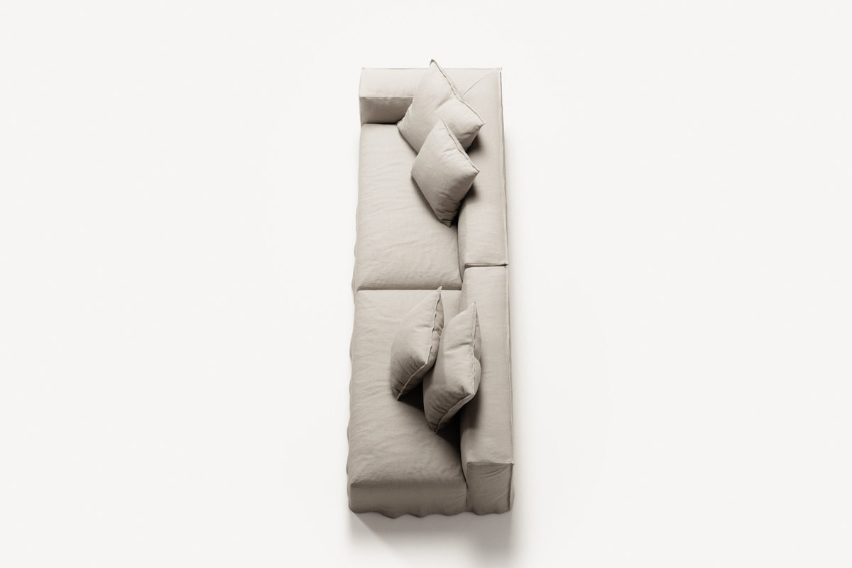 NOMAD - 3 Seat with open end - Right - Pure Linen Off-White