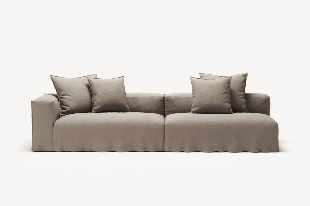 NOMAD - 3 Seat with open end - Right - Pure Linen Pale Gray