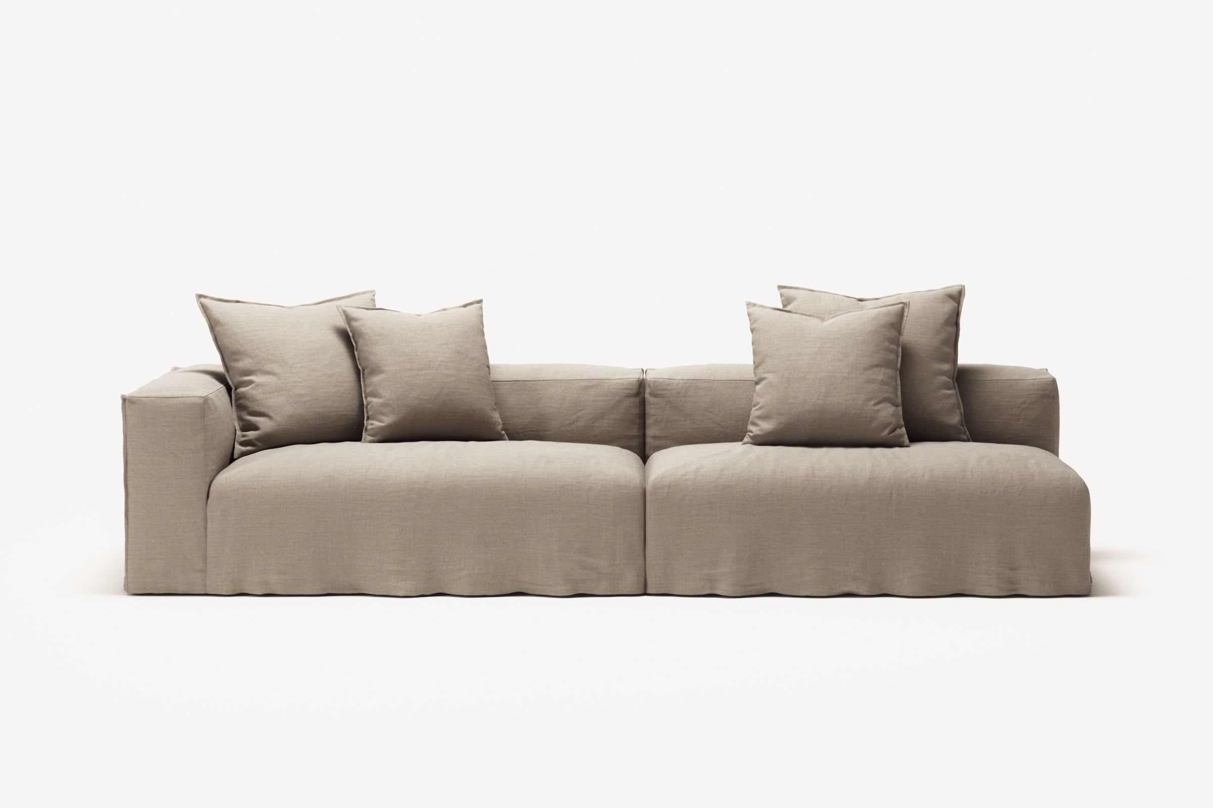 NOMAD - 3 Seat with open end - Right - Pure Linen Sandy Beige