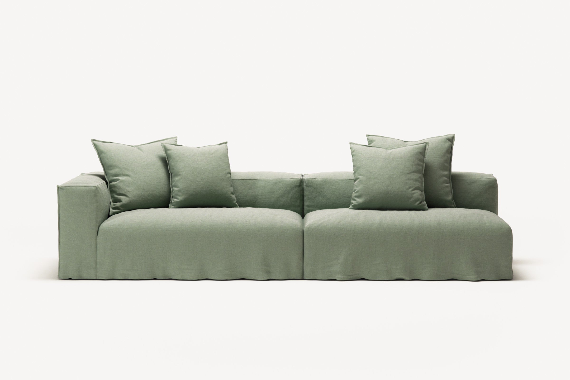 NOMAD - 3 Seat with open end - Right - Pure Linen Vivid Green