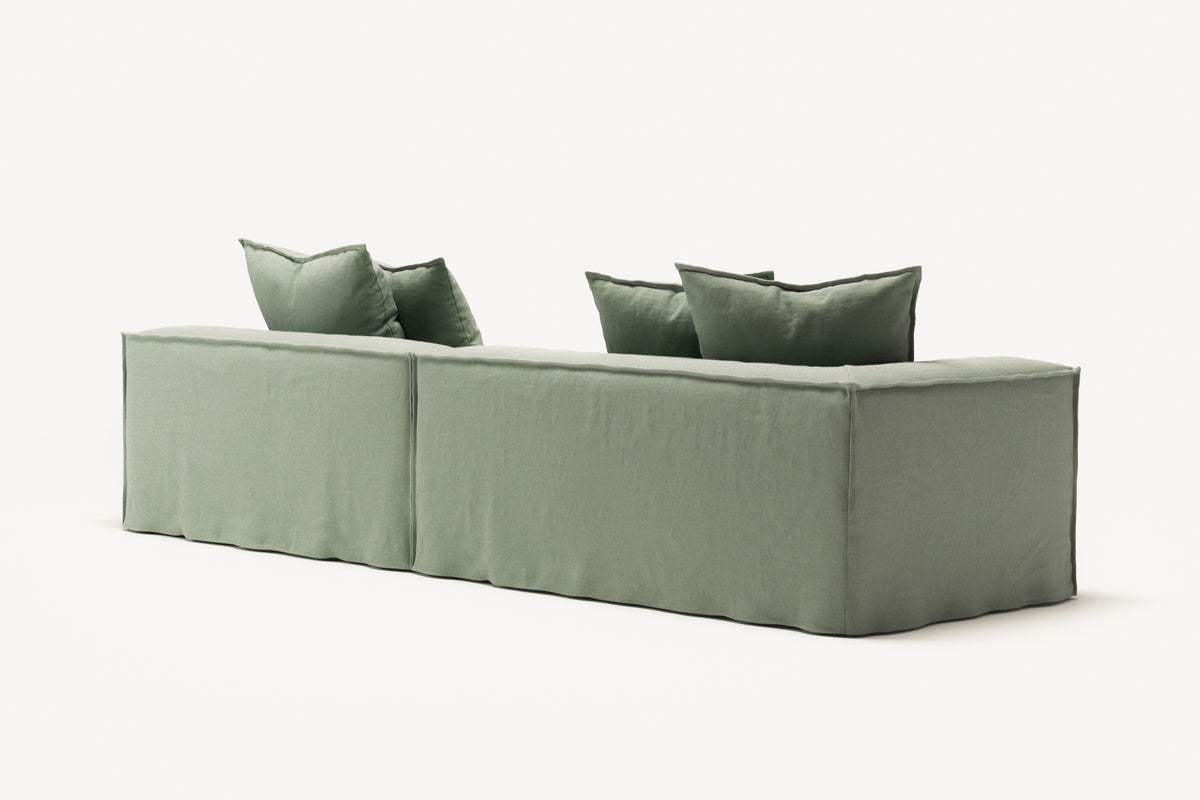 NOMAD - 3 Seat with open end - Right - Pure Linen Vivid Green