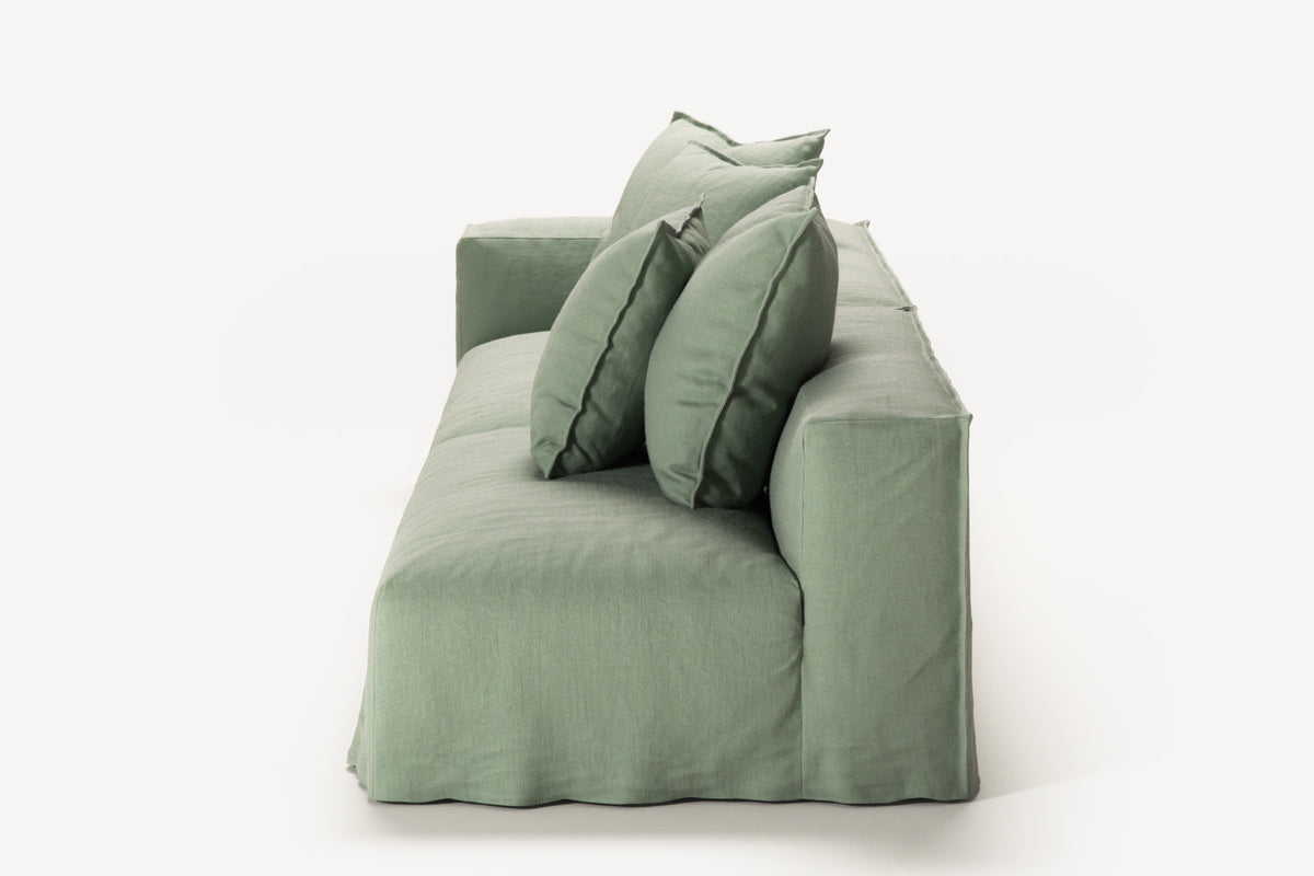 NOMAD - 3 Seat with open end - Right - Pure Linen Vivid Green