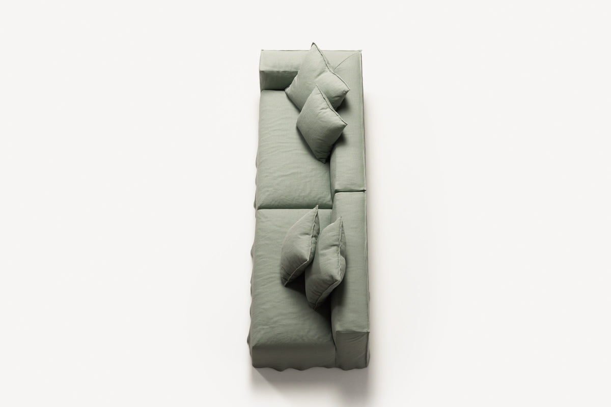 NOMAD - 3 Seat with open end - Right - Pure Linen Vivid Green