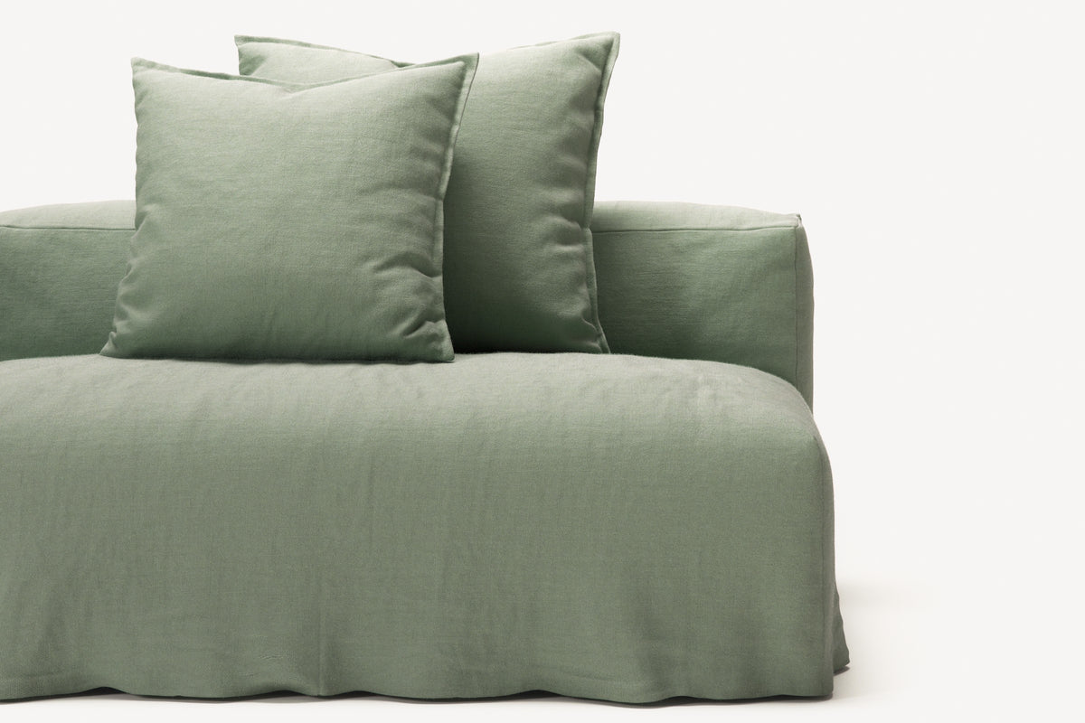 NOMAD - 3 Seat with open end - Right - Pure Linen Vivid Green