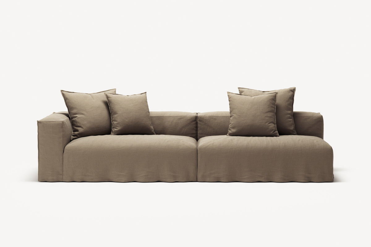NOMAD - 3 Seat with open end - Right - Pure Linen Natural