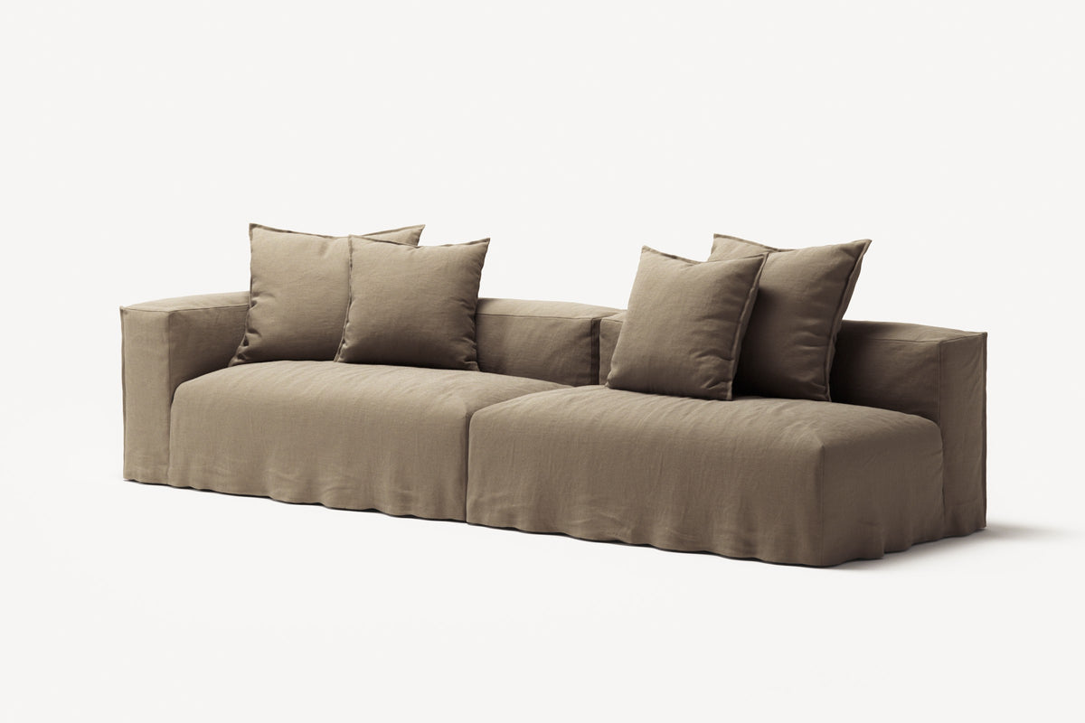 NOMAD - 3 Seat with open end - Right - Pure Linen Natural