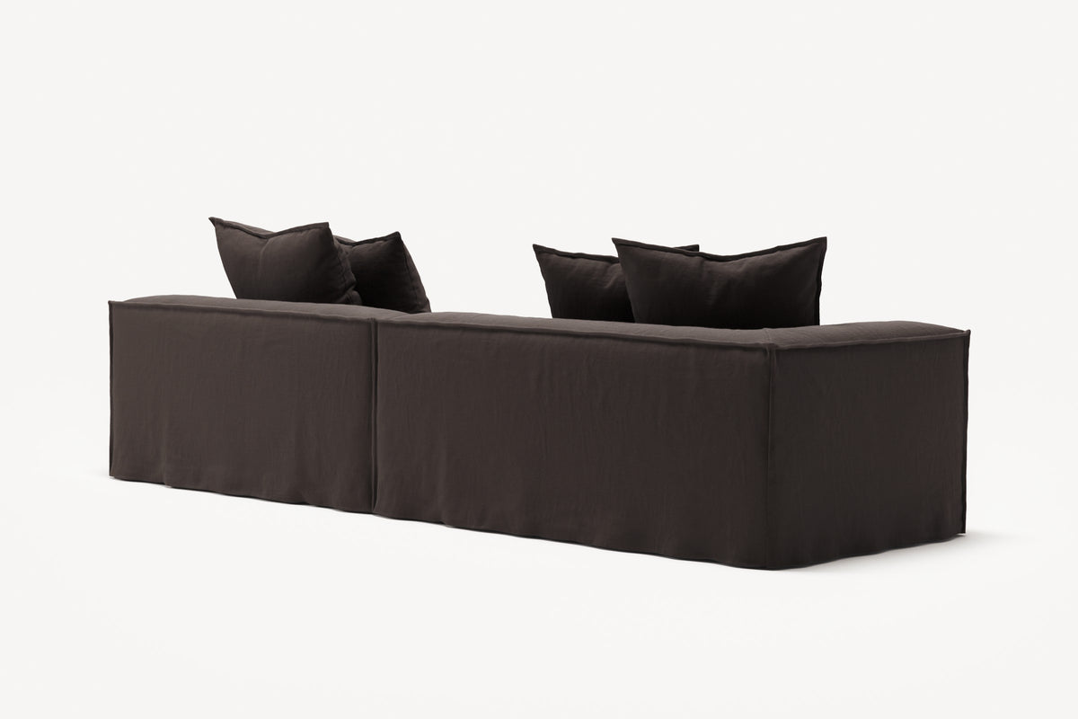 NOMAD - 3 Seat with open end - Right - Pure Linen Truffle Brown
