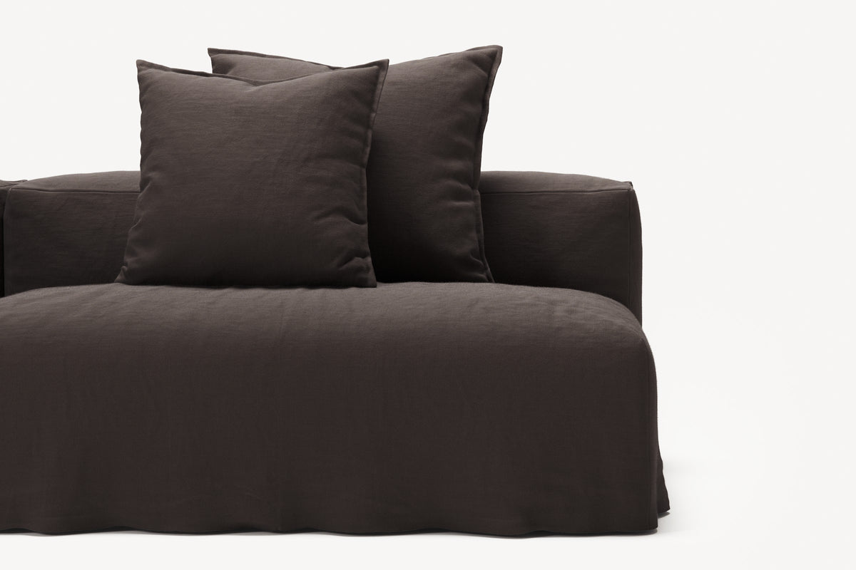 NOMAD - 3 Seat with open end - Right - Pure Linen Truffle Brown