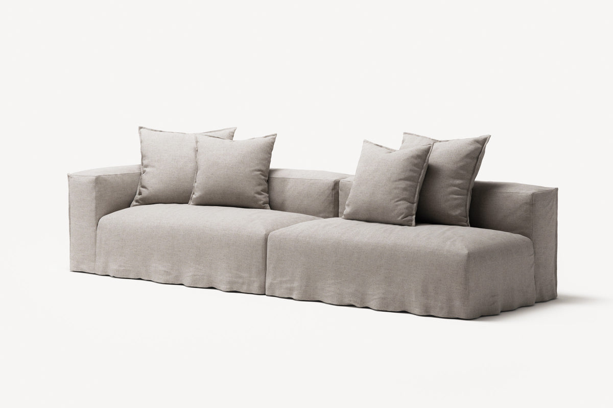 NOMAD - 3 Seat with open end - Right - Textured Blend Beige