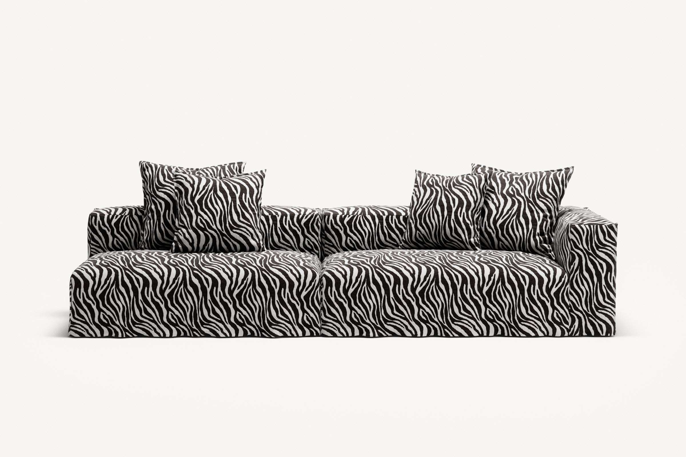 NOMAD - 3 Seat with open end - Left - Chenille Jacquard Zebra Black White
