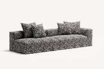 NOMAD - 3 Seat with open end - Left - Chenille Jacquard Zebra Black White