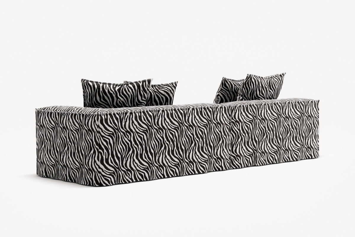 NOMAD - 3 Seat with open end - Left - Chenille Jacquard Zebra Black White