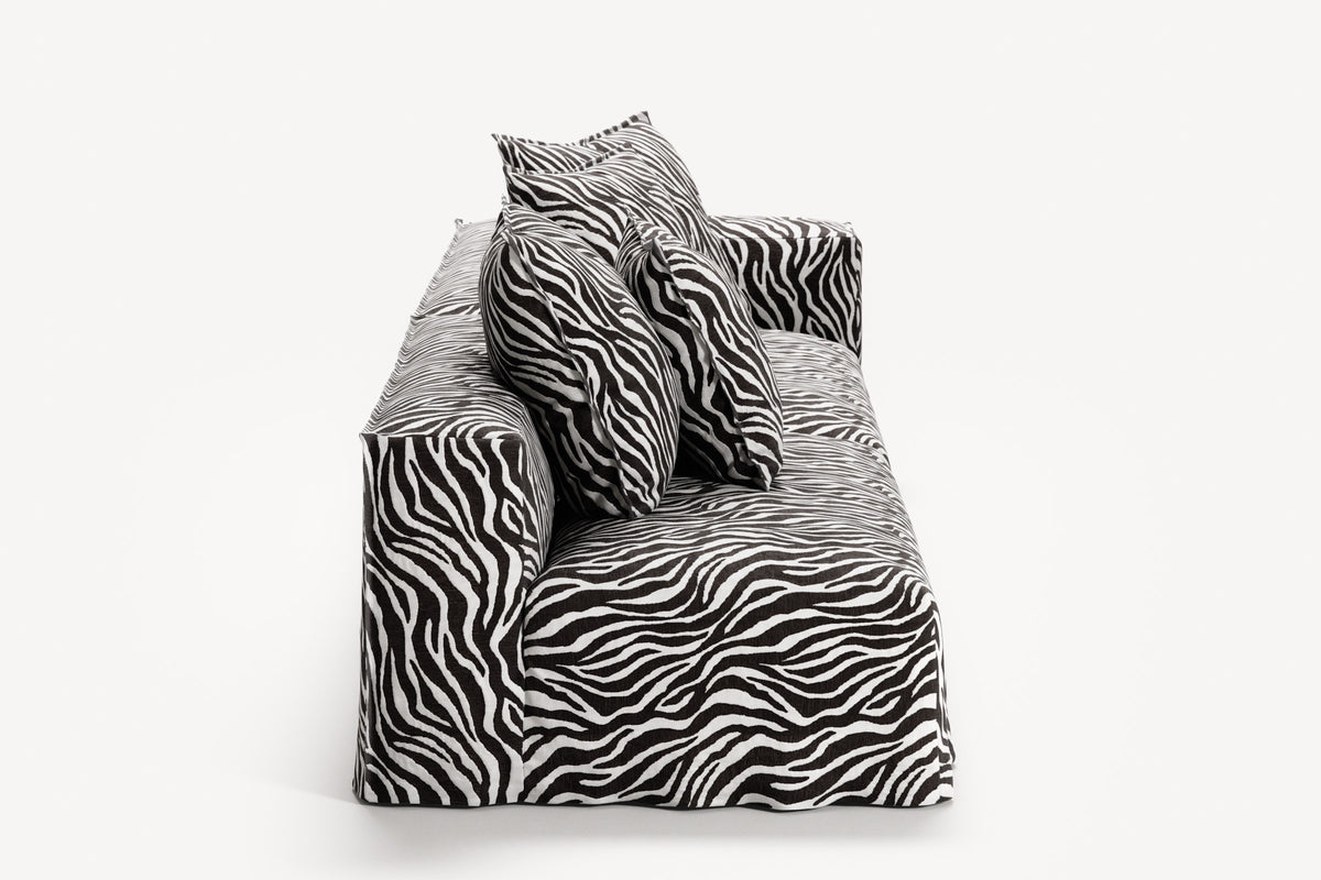 NOMAD - 3 Seat with open end - Left - Chenille Jacquard Zebra Black White