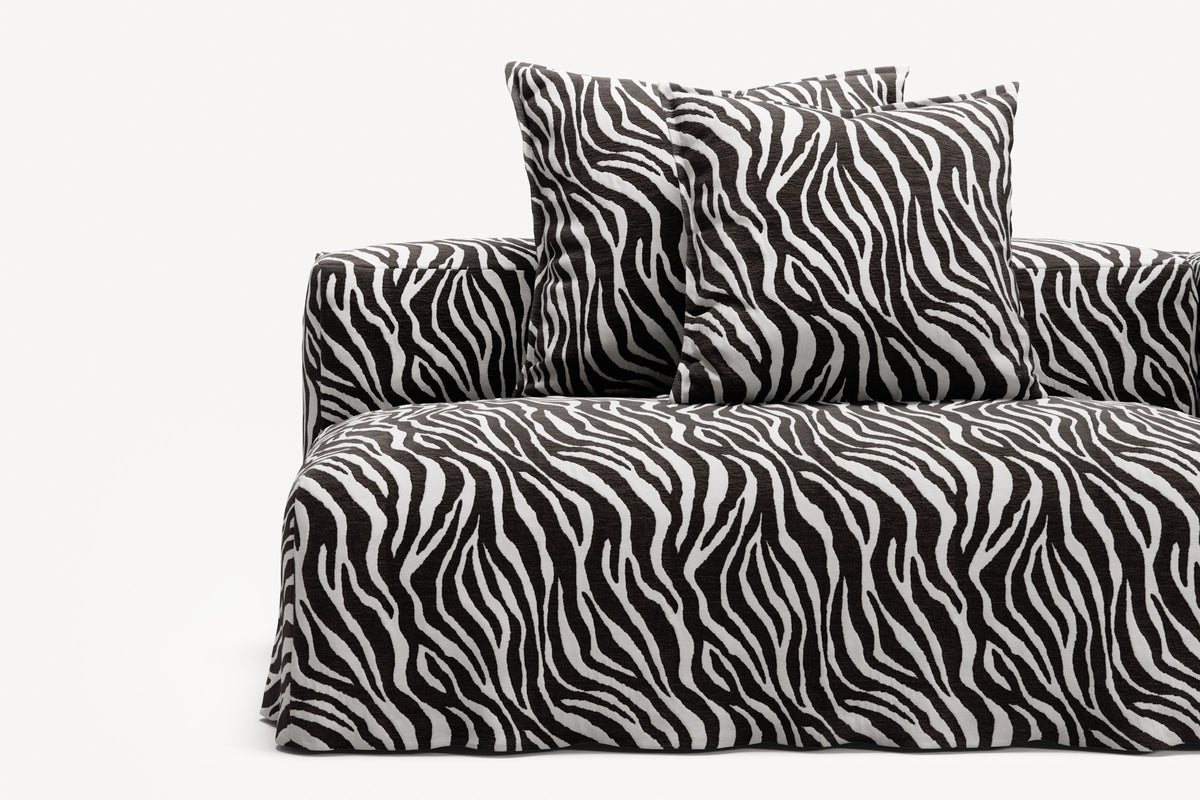 NOMAD - 3 Seat with open end - Left - Chenille Jacquard Zebra Black White