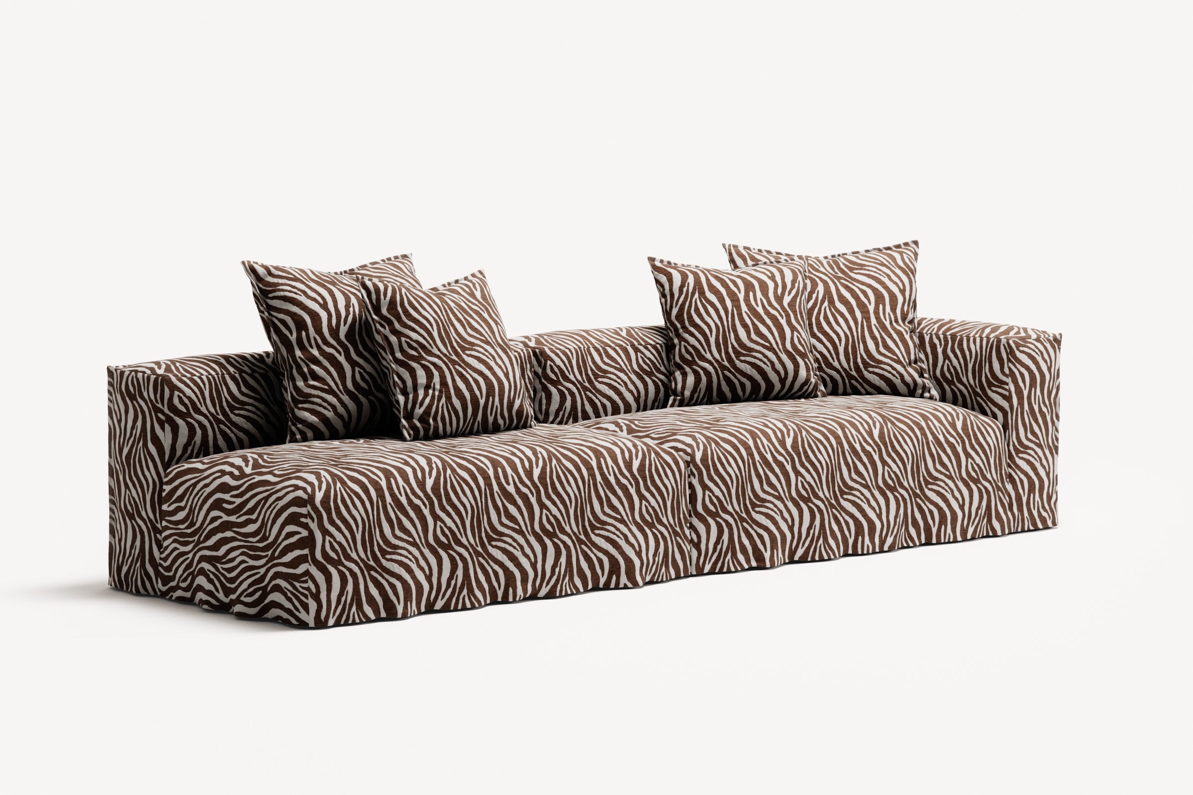 NOMAD - 3 Seat with open end - Left - Chenille Jacquard Zebra Brown White