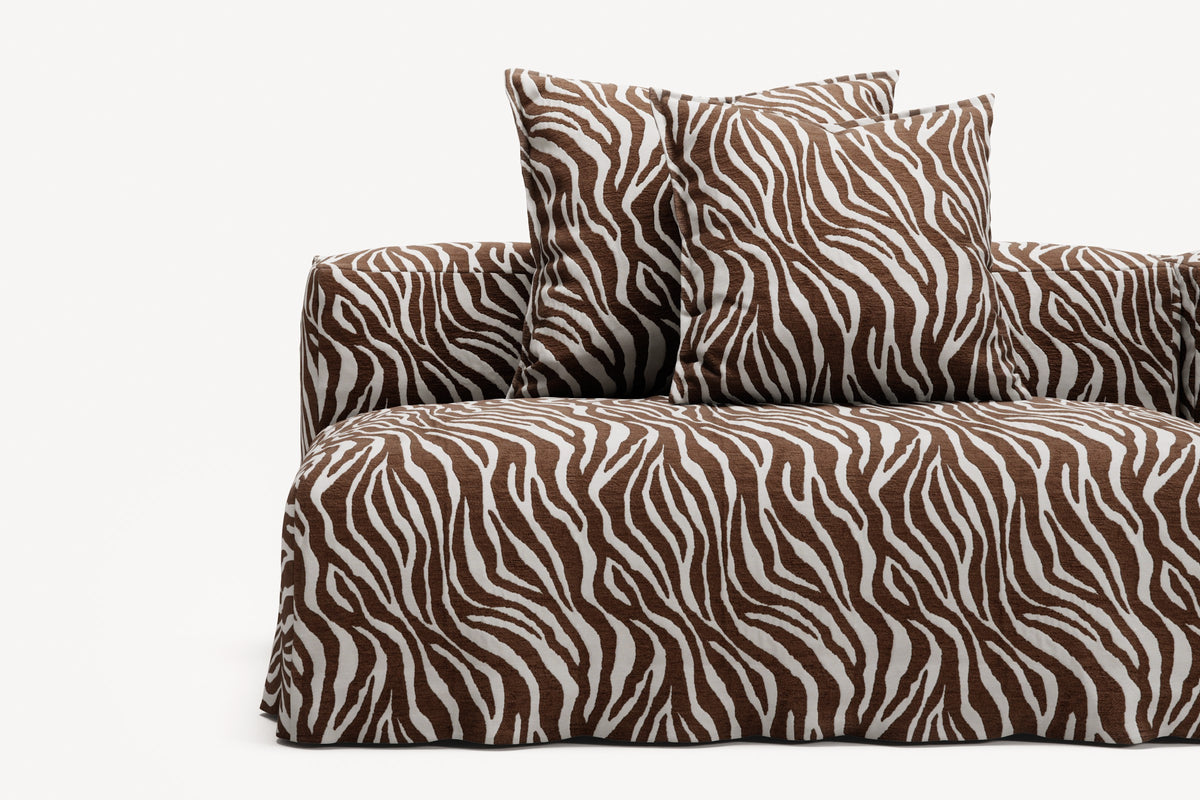 NOMAD - 3 Seat with open end - Left - Chenille Jacquard Zebra Brown White