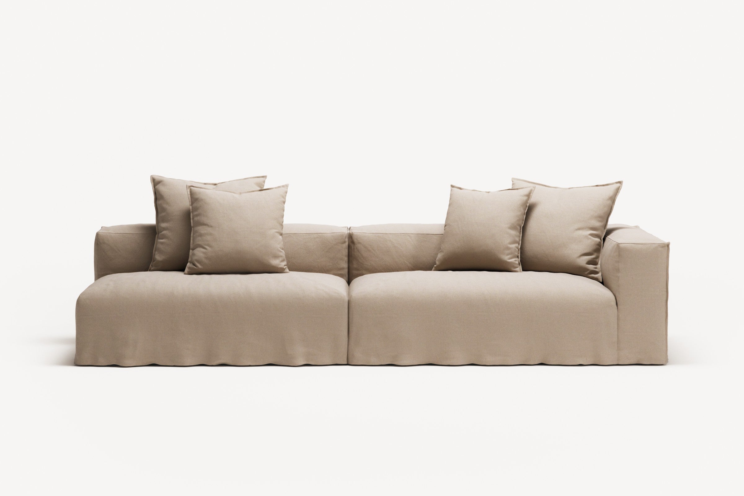 NOMAD - 3 Seat with open end - Left - Brushed Cotton Sandy Beige