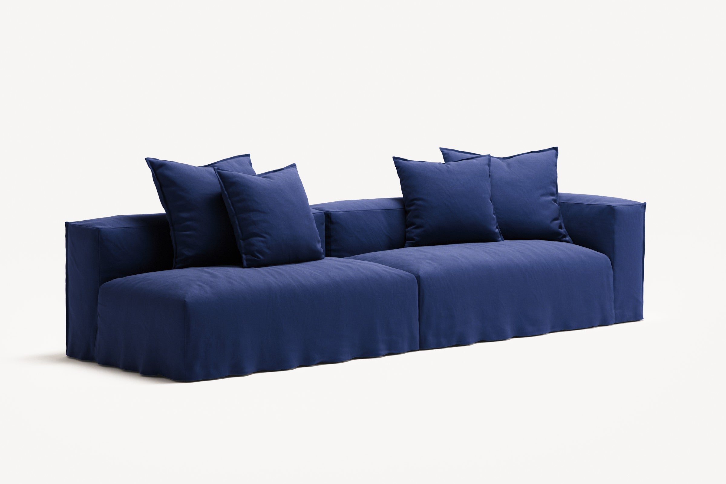 NOMAD - 3 Seat with open end - Left - Brushed Cotton Dark Blue