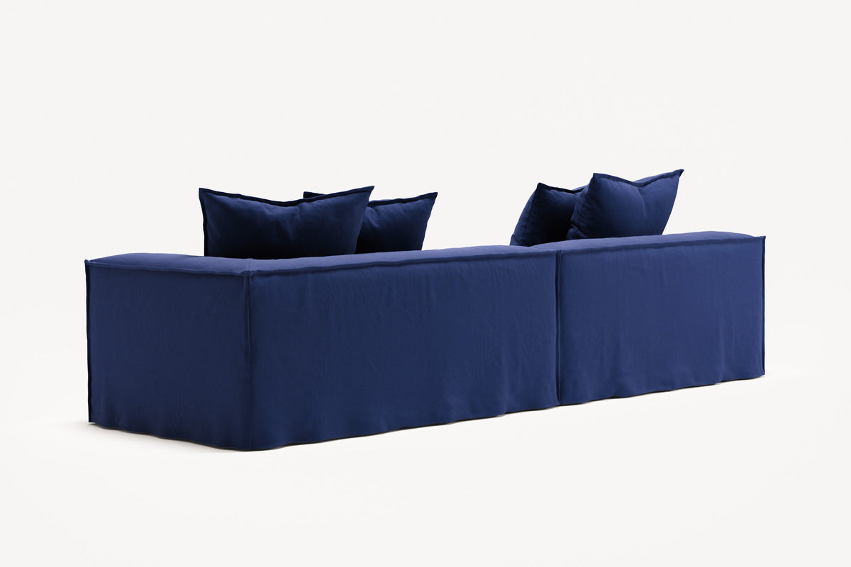 NOMAD - 3 Seat with open end - Left - Brushed Cotton Dark Blue
