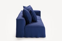NOMAD - 3 Seat with open end - Left - Brushed Cotton Dark Blue