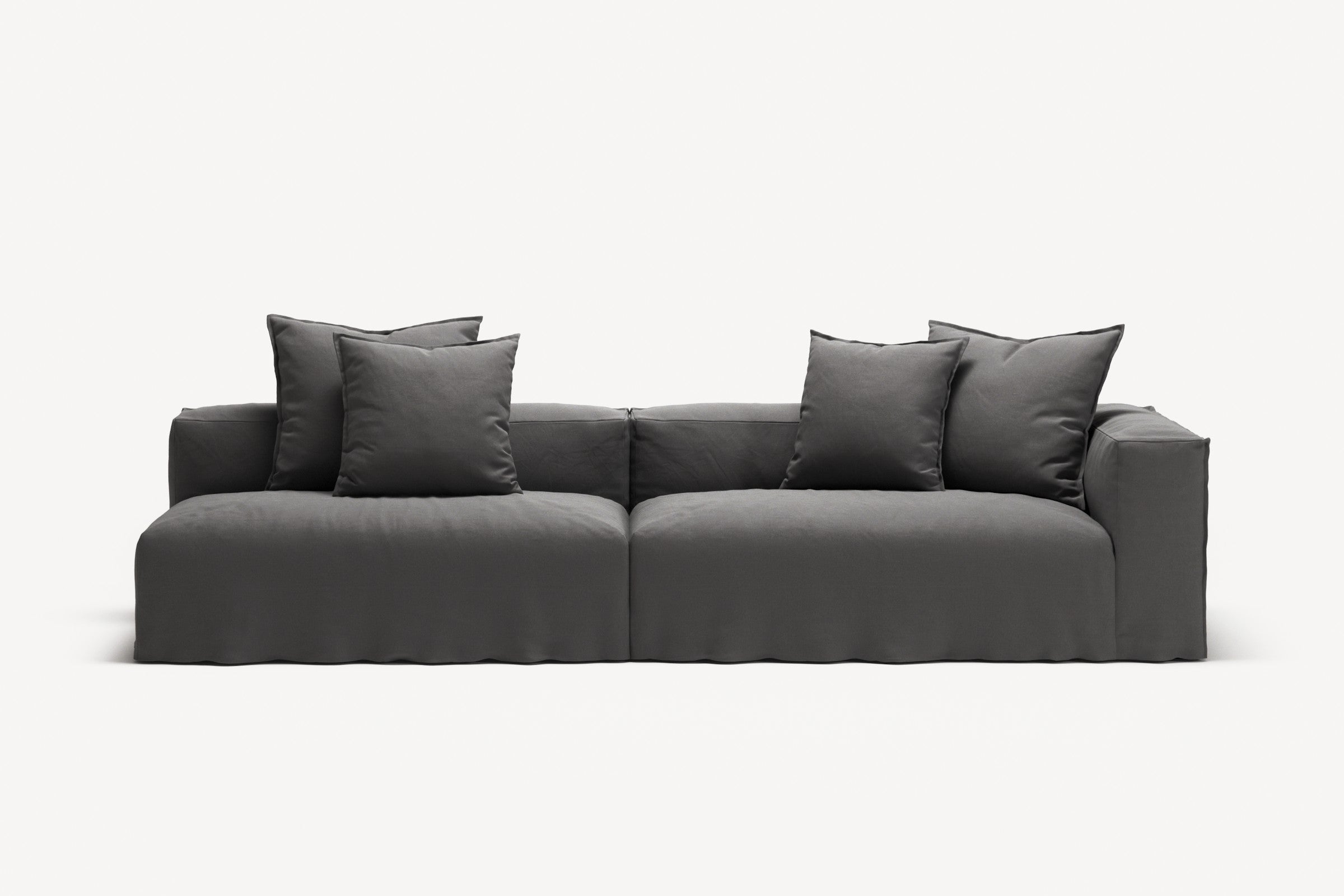 NOMAD - 3 Seat with open end - Left - Brushed Cotton Dark Gray