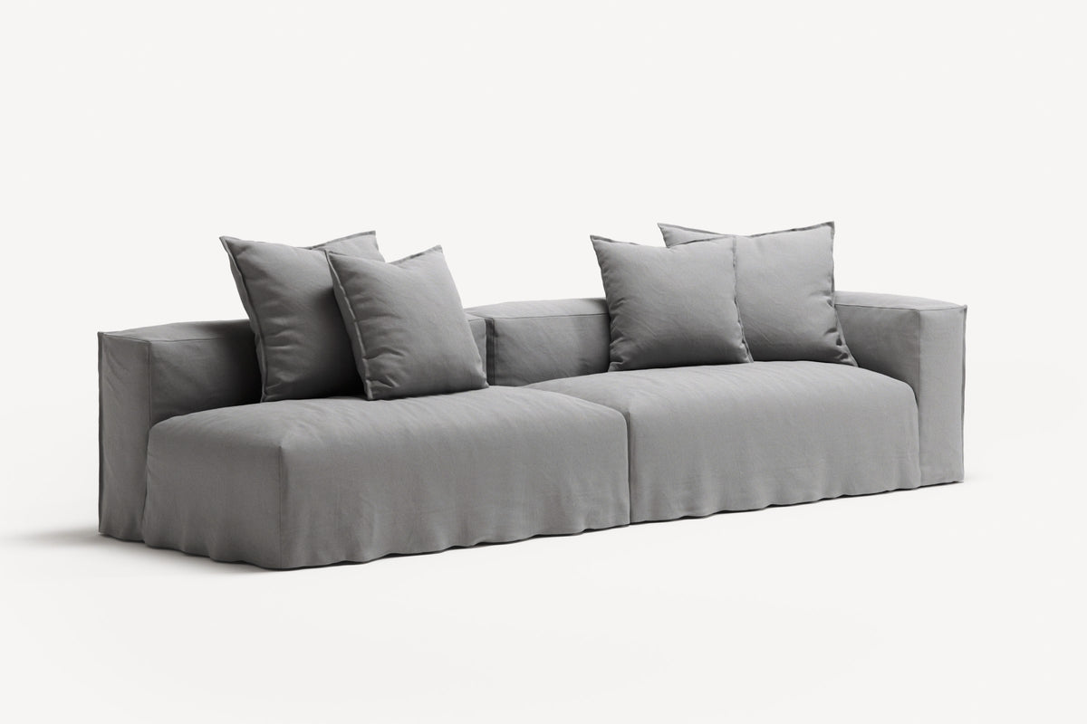NOMAD - 3 Seat with open end - Left - Brushed Cotton Light Gray