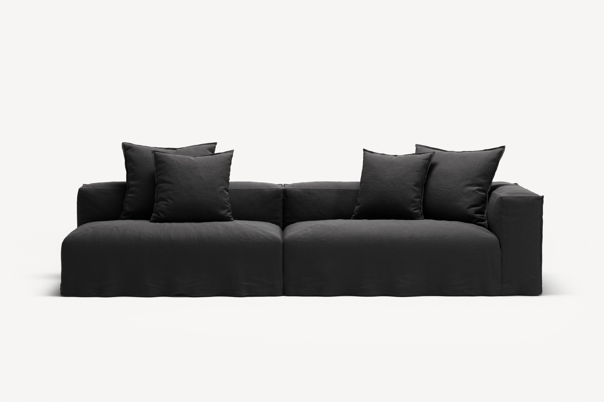NOMAD - 3 Seat with open end - Left - Pure Linen Dark Charcoal
