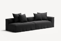 NOMAD - 3 Seat with open end - Left - Pure Linen Dark Charcoal