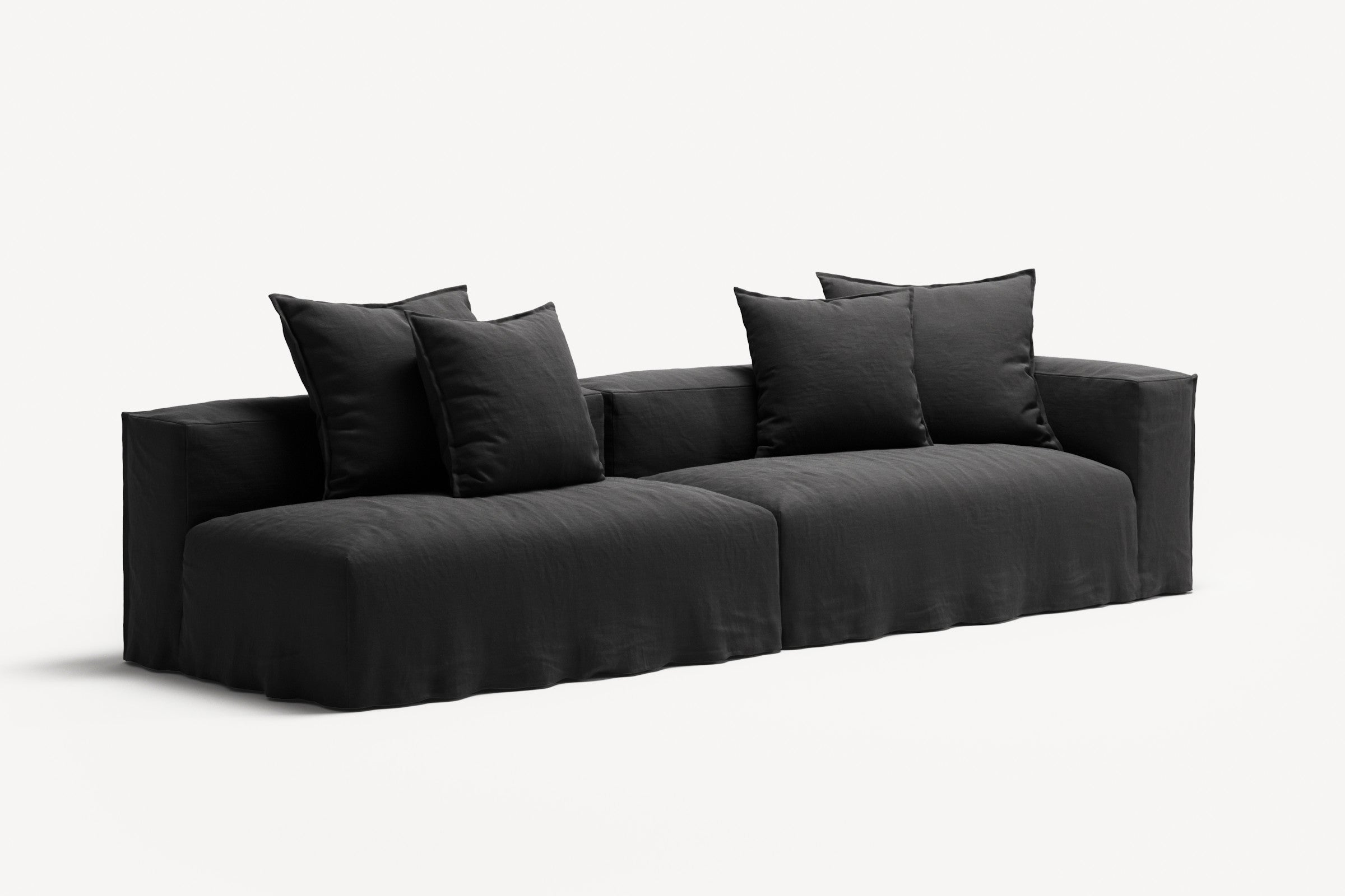 NOMAD - 3 Seat with open end - Left - Pure Linen Dark Charcoal