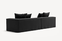 NOMAD - 3 Seat with open end - Left - Pure Linen Dark Charcoal