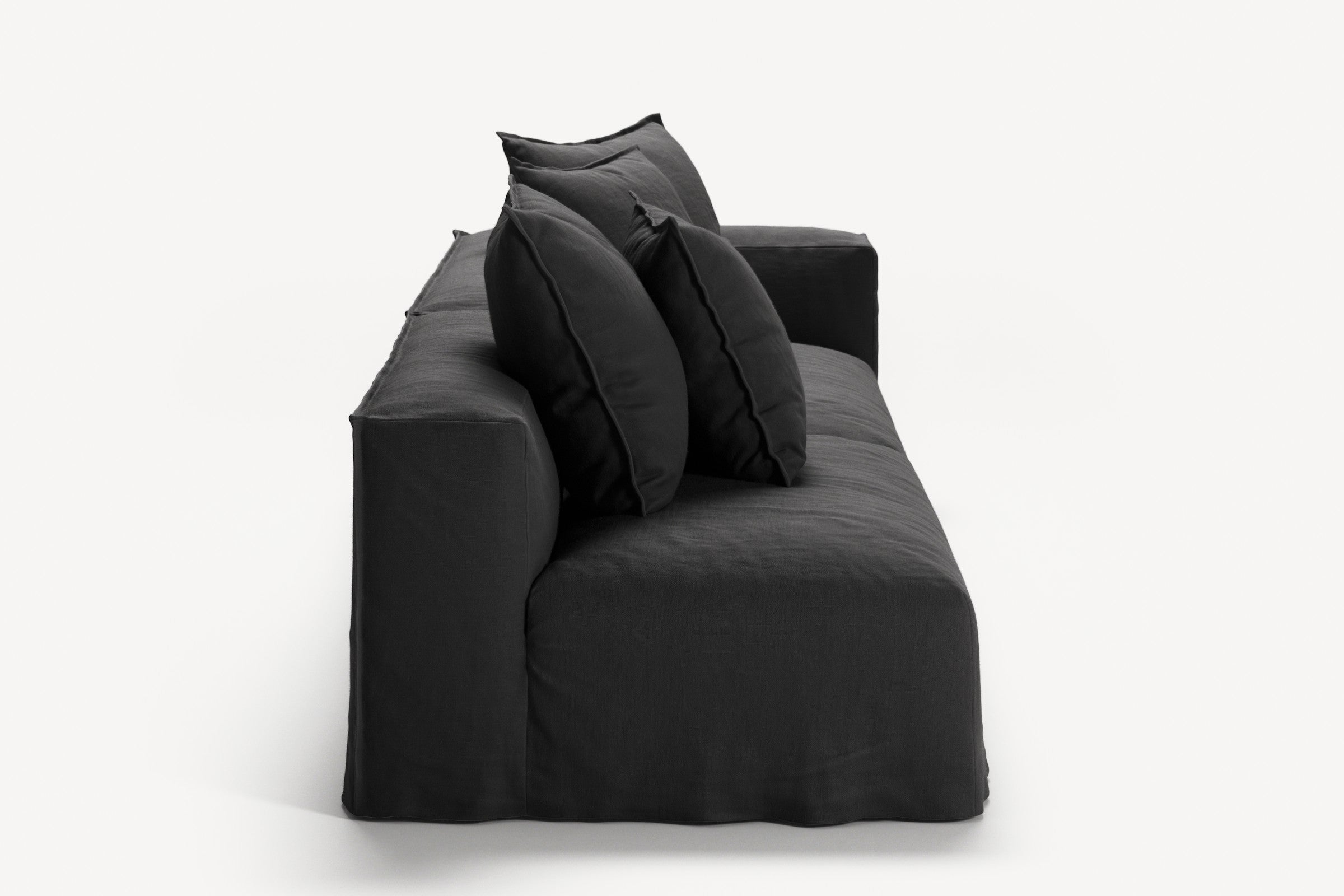 NOMAD - 3 Seat with open end - Left - Pure Linen Dark Charcoal