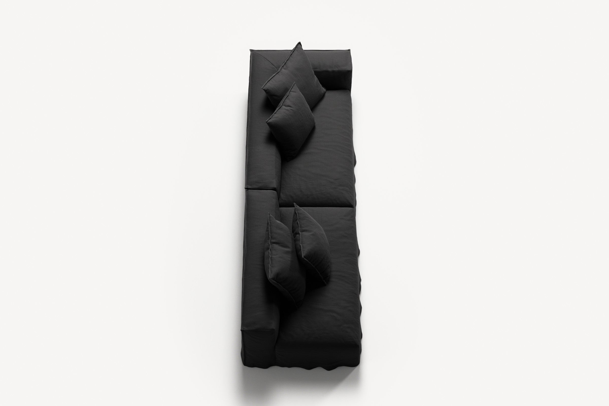 NOMAD - 3 Seat with open end - Left - Pure Linen Dark Charcoal