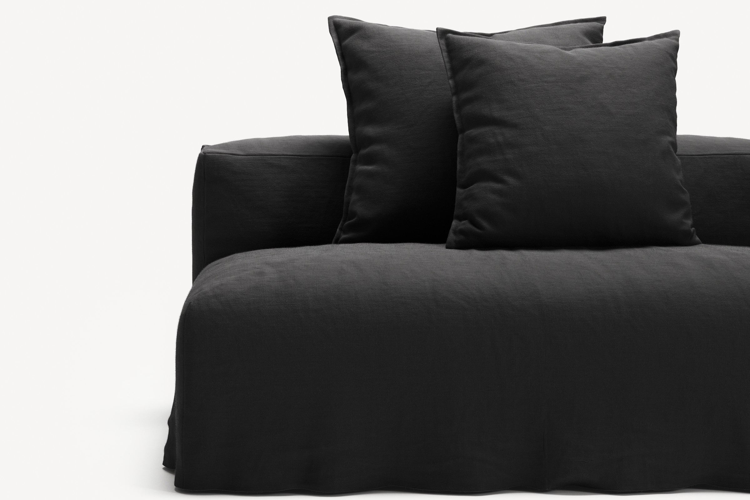NOMAD - 3 Seat with open end - Left - Pure Linen Dark Charcoal