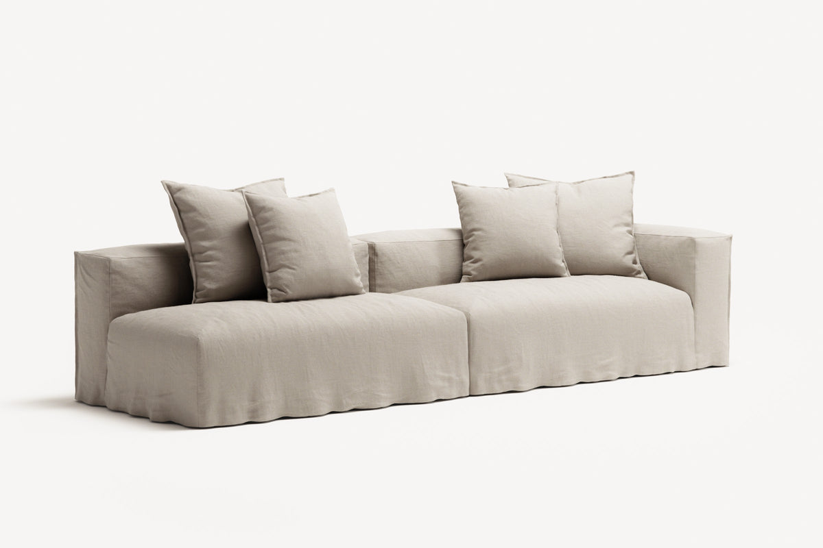 NOMAD - 3 Seat with open end - Left - Pure Linen Off-White