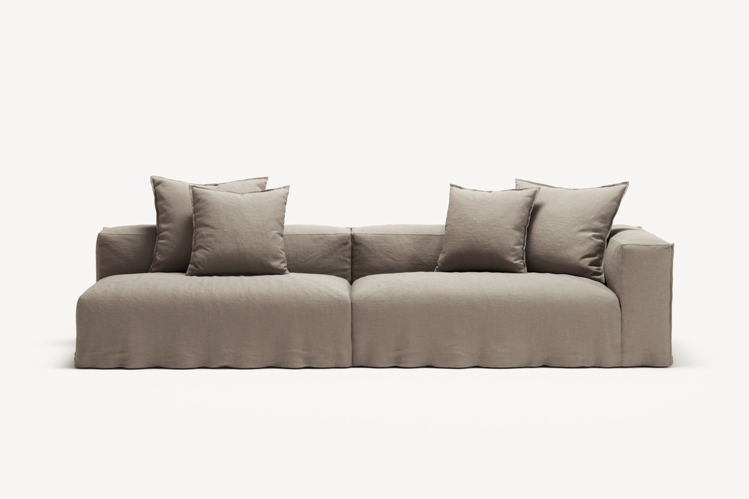 NOMAD - 3 Seat with open end - Left - Pure Linen Pale Gray
