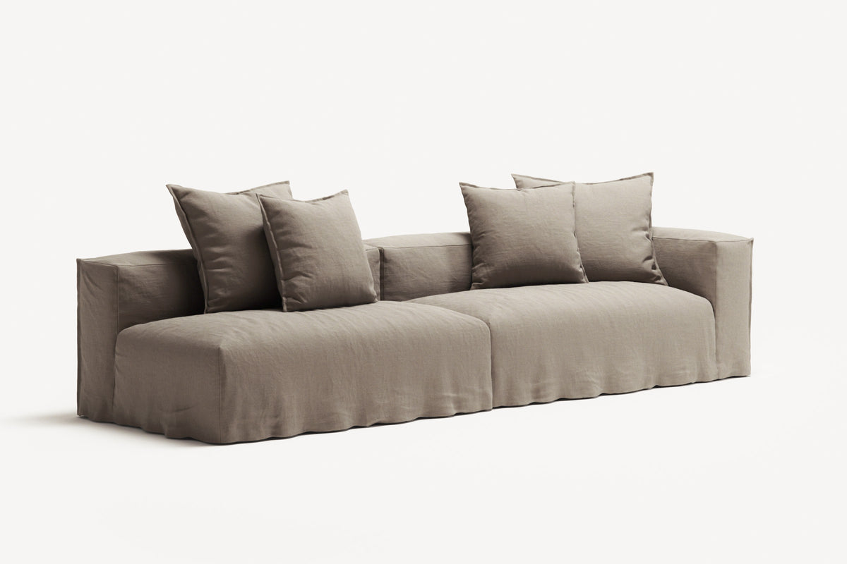 NOMAD - 3 Seat with open end - Left - Pure Linen Pale Gray