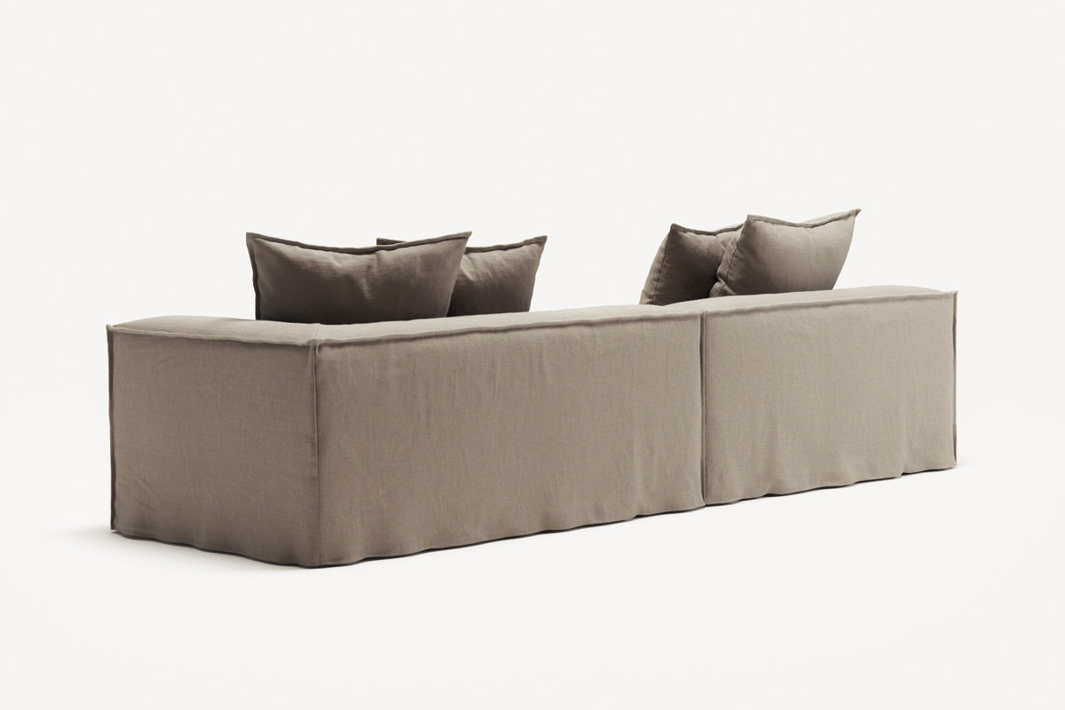 NOMAD - 3 Seat with open end - Left - Pure Linen Pale Gray