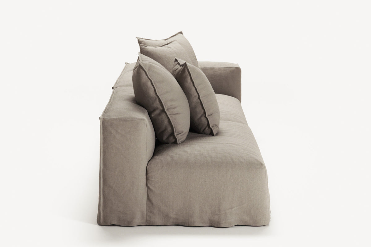 NOMAD - 3 Seat with open end - Left - Pure Linen Pale Gray