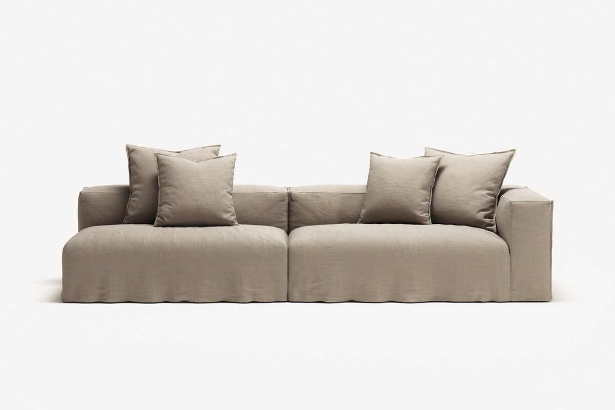 NOMAD - 3 Seat with open end - Left - Pure Linen Sandy Beige